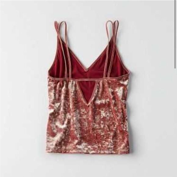 American Eagle SOFT SEXY stretch crushed VELVET CROP slip CAMI Y2K top M - Picture 3 of 12